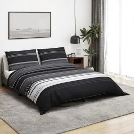 Gultasveļas Komplekts, Melns Un Balts, 240X220 Cm, Kokvilna Vidaxl
