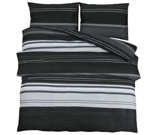 Gultasveļas Komplekts, Melns Un Balts, 155X220 Cm, Kokvilna Vidaxl