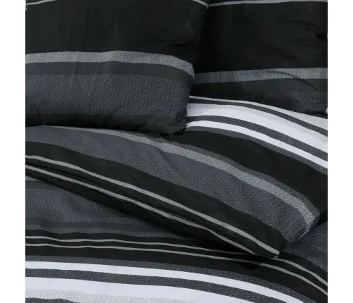 Gultasveļas Komplekts, Melns Un Balts, 155X220 Cm, Kokvilna Vidaxl
