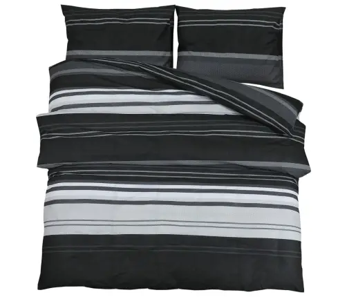 Gultasveļas Komplekts, Melns Un Balts, 200X220 Cm, Kokvilna Vidaxl