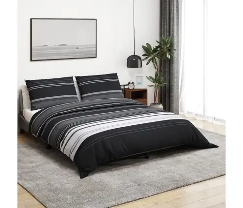 Tekikotikomplekt Must Ja Valge 225 X 220 cm Puuvill