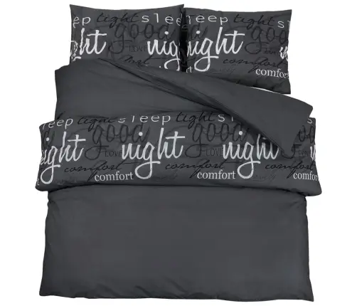 Voodipesukomplekt, Must, 260 X 220 cm Puuvill