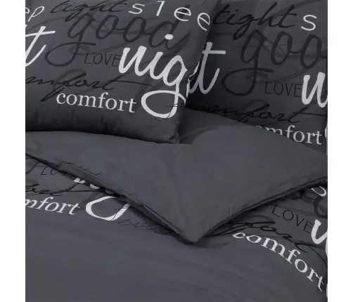 Voodipesukomplekt, Must, 260 X 220 cm Puuvill