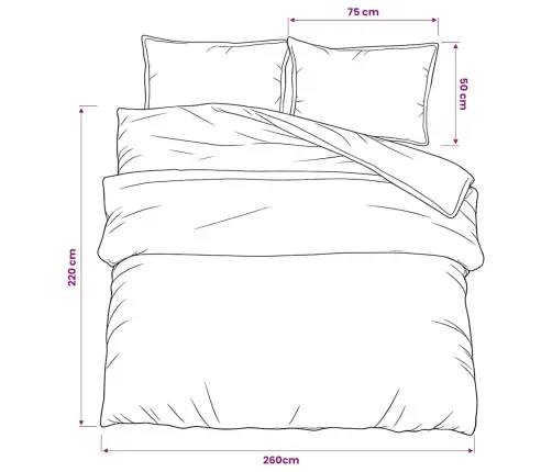 Gultasveļas Komplekts, Melns, 260X220 Cm, Kokvilna Vidaxl