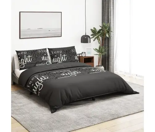 Voodipesukomplekt, Must, 260 X 220 cm Puuvill