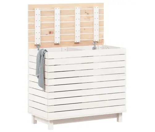 Skalbinių Krepšys, Baltas, 88,5X44X76cm Pušies Masyvas