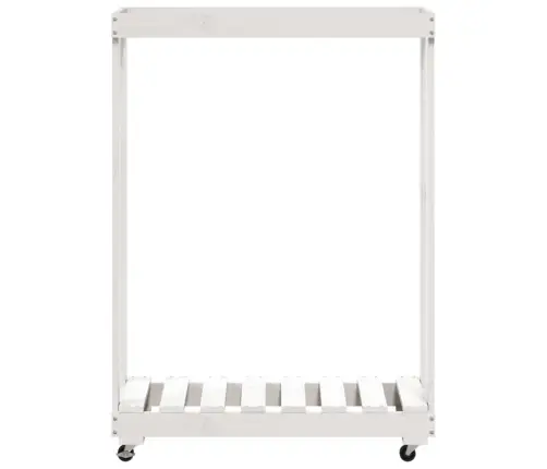 Küttepuude Alus Ratastega, Valge, 76,5 X 40 X 108 cm Männipuit