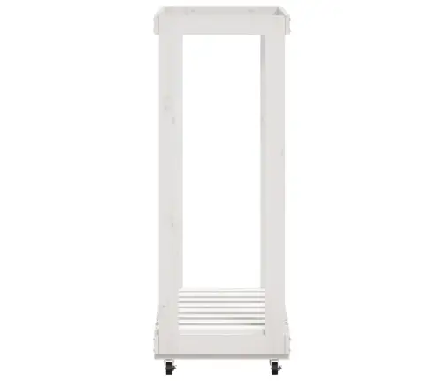 Küttepuude Alus Ratastega, Valge, 76,5 X 40 X 108 cm Männipuit