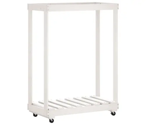 Küttepuude Alus Ratastega, Valge, 76,5 X 40 X 108 cm Männipuit