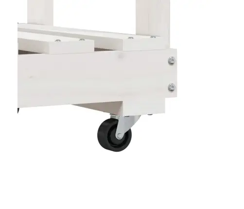 Küttepuude Alus Ratastega, Valge, 76,5 X 40 X 108 cm Männipuit