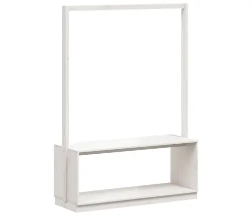 Riidestange Koos Jalatsikapiga, Valge, 13X40X157,5 Cm Männipuit