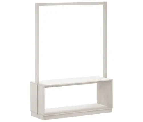 Riidestange Koos Jalatsikapiga, Valge, 13X40X157,5 Cm Männipuit