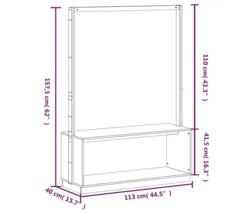 Riidestange Koos Jalatsikapiga, Valge, 13X40X157,5 Cm Männipuit