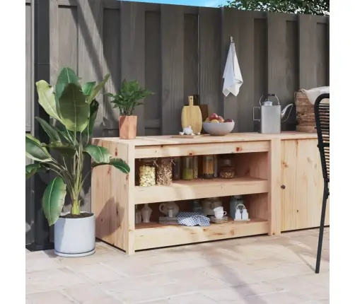 Lauko Virtuvės Spintelė, 106X55X64cm Pušies Medienos Masyvas