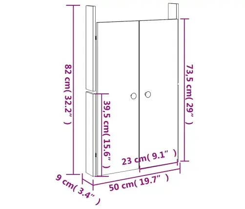 Āra Virtuves Durvis, Melnas, 2 Gab., 50X9X82 Cm, Priedes Koks Vidaxl