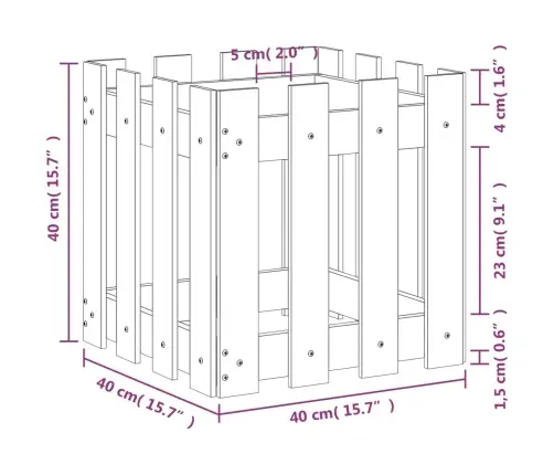 Dārza Puķu Kaste, Žoga Dizains, 40X40X40 Cm, Priedes Masīvkoks Vidaxl