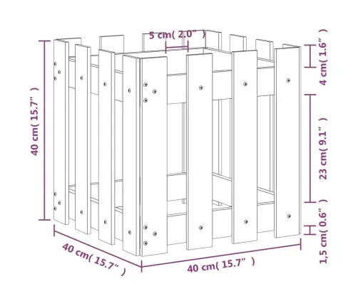 Dārza Puķu Kaste, Žoga Dizains, 40X40X40 Cm, Priedes Masīvkoks Vidaxl