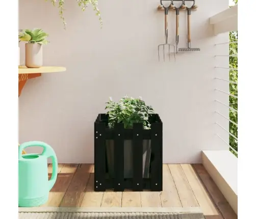 Sodo Lovelis, Juodas, 40X40X40cm Pušis, Tvorelės Dizaino