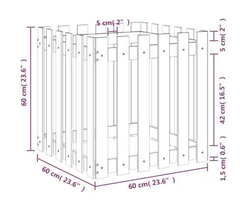 Aia Kujundusega Taimekast, 60 X 60 X 60 cm Männipuit