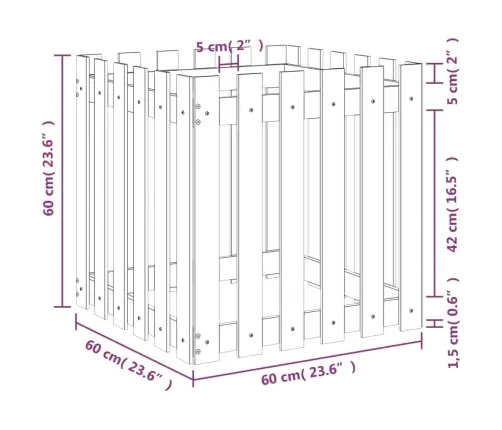 Dārza Puķu Kaste, Žoga Dizains, 60X60X60 Cm, Duglasa Masīvkoks Vidaxl
