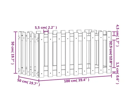 Aia Disainiga Kõrgendatud Taimelava, Valge, 100X50X50 cm Mänd
