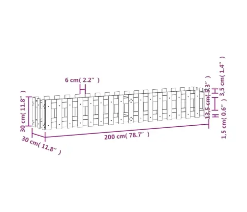 Sodo Lovelis, Baltas, 200X30X30cm Pušis, Tvorelės Dizaino
