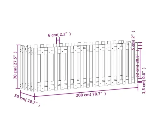 Aia Disainiga Kõrgendatud Taimelava, 200X50X70 cm Männipuit