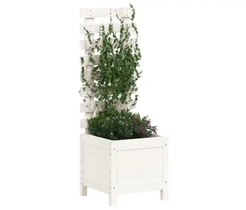 Dārza Puķu Kaste, Balta, 39X39,5X114 Cm, Priedes Masīvkoks Vidaxl