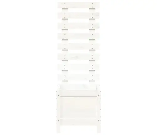 Dārza Puķu Kaste, Balta, 39X39,5X114 Cm, Priedes Masīvkoks Vidaxl