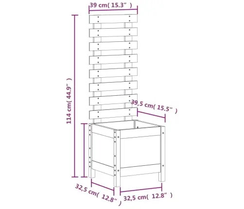 Dārza Puķu Kaste, Balta, 39X39,5X114 Cm, Priedes Masīvkoks Vidaxl