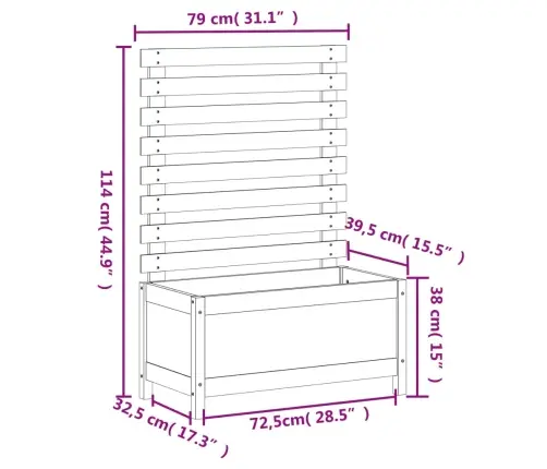 Võrega Aia Taimekast, 79 X 39,5 X 114 cm Männipuit