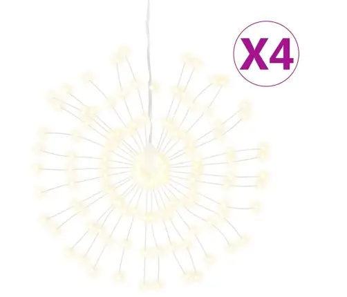 Kalėdiniai Šviestuvai Fejerverkai, 4Vnt., Šilti Balti, 140 Led