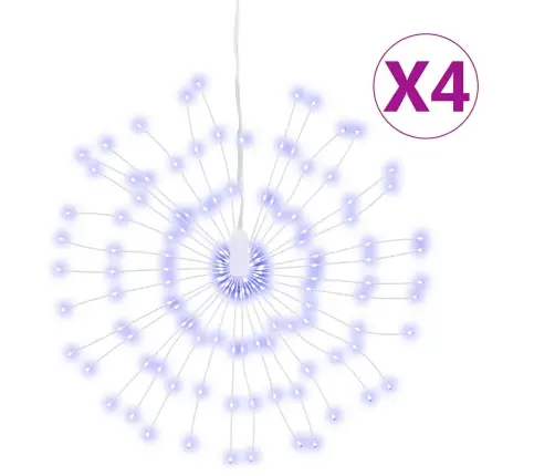 Kalėdiniai Šviestuvai Fejerverkai, 4Vnt., 140 Mėlynų Led, 17Cm