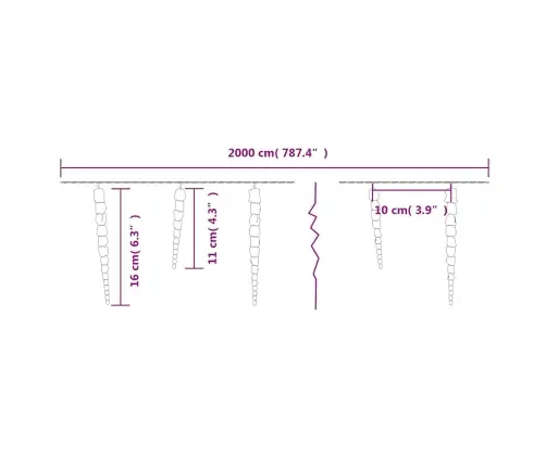 Jõuluvalgusti Jääpurikaga 200 Led-I, Külm Valge, 20 M, Akrüül, Pvc