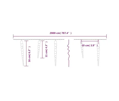 Ziemassvētku Lampiņas Lāsteku Formā, 200 Led, 20 M, Pvc, Akrils Vidaxl