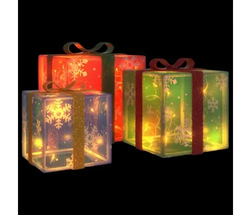 Izgaismotas Ziemassvētku Dāvanas, 3 Gab., 64 Led, Silti Baltas Vidaxl