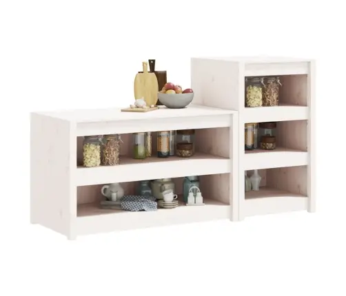 Āra Virtuves Skapīši, 2 Gab., Balti, Priedes Masīvkoks Vidaxl