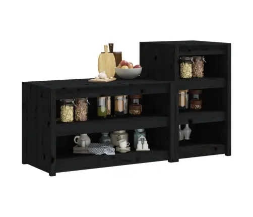 Õue Köögikapid 2 Tk, Must, Männipuit