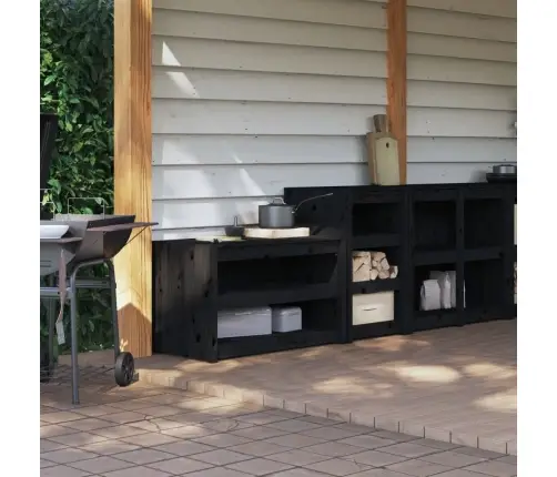 Õue Köögikapid 2 Tk, Must, Männipuit