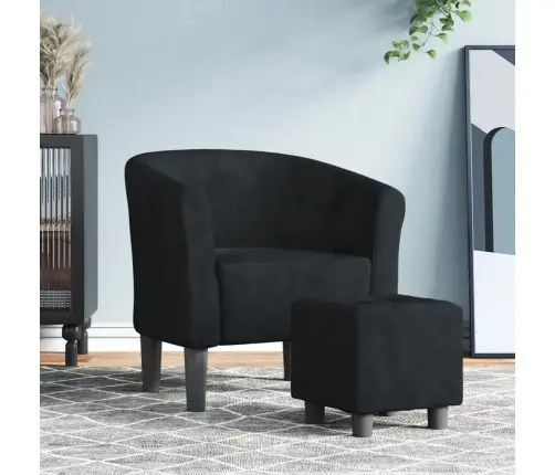 Atpūtas Krēsls Ar Kājsoliņu, Melns Samts Vidaxl