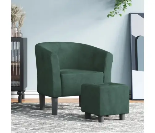 Atpūtas Krēsls Ar Kājsoliņu, Tumši Zaļš Samts Vidaxl