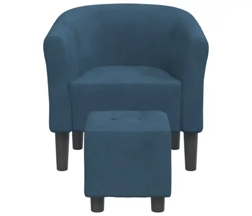 Atpūtas Krēsls Ar Kājsoliņu, Tumši Zils Samts Vidaxl