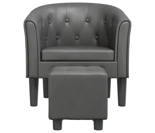 Klubkrēsls Ar Kāju Soliņu, Pelēka Mākslīgā Āda Vidaxl