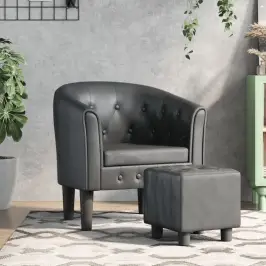 Klubkrēsls Ar Kāju Soliņu, Pelēka Mākslīgā Āda Vidaxl