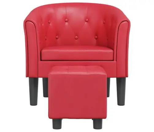 Klubkrēsls Ar Kāju Soliņu, Sarkana Mākslīgā Āda Vidaxl