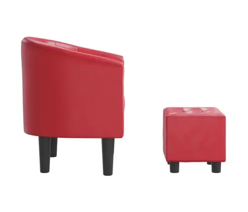 Klubkrēsls Ar Kāju Soliņu, Sarkana Mākslīgā Āda Vidaxl