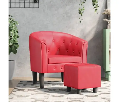 Klubkrēsls Ar Kāju Soliņu, Sarkana Mākslīgā Āda Vidaxl