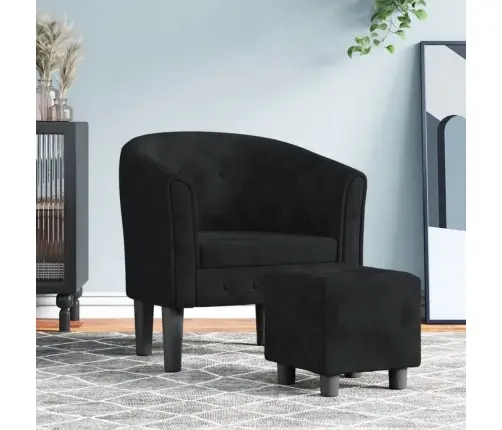 Krėslas Su Pakoja, Juodos Spalvos, Aksomas