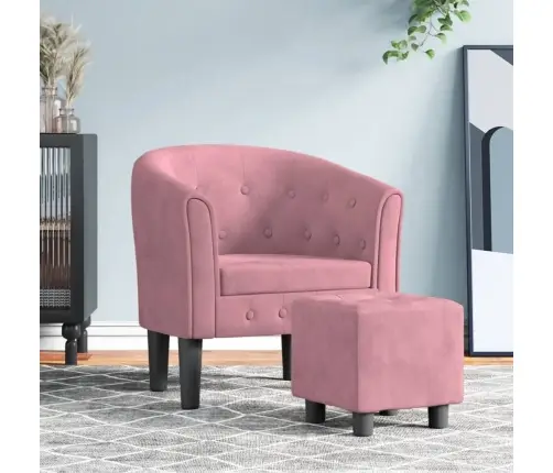 Atpūtas Krēsls Ar Kājsoliņu, Rozā Samts Vidaxl