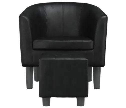 Klubkrēsls Ar Kāju Soliņu, Melna Mākslīgā Āda Vidaxl